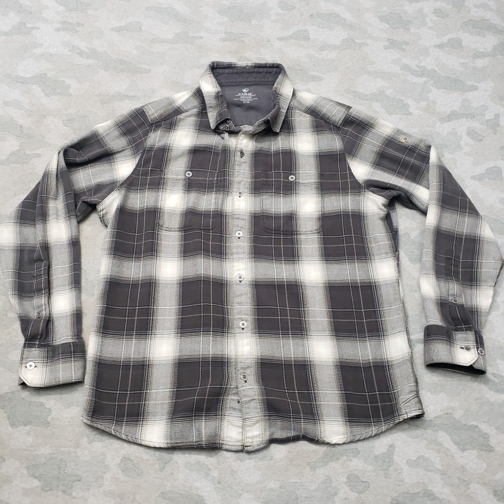 Kuhl Shirt Mens Medium Gray Flannel Long Sleeve Button-Up Plaid